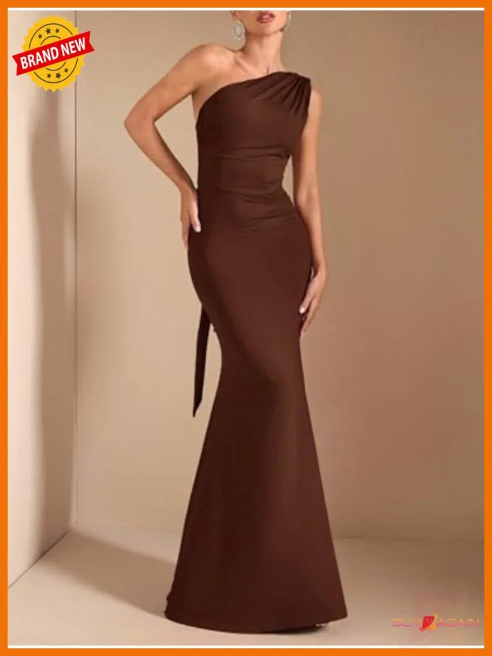 One Shoulder Maxi Formal Dress Backless Tie Mermaid Wedding Guest